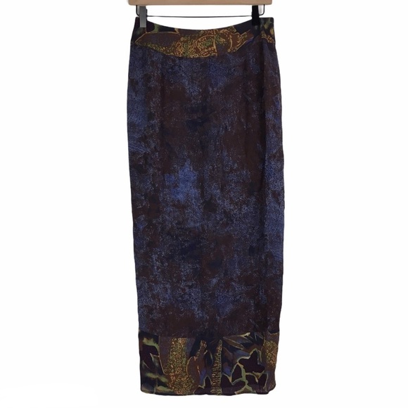 VINTAGE Skirt Dorothy Schoelen Platinum Maxi Midi Wrap Retro Tropical Size 10 - Picture 6 of 13